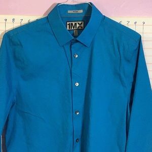 1MX men’s button down dress shirt  sz M15 1/2 NECK  blue